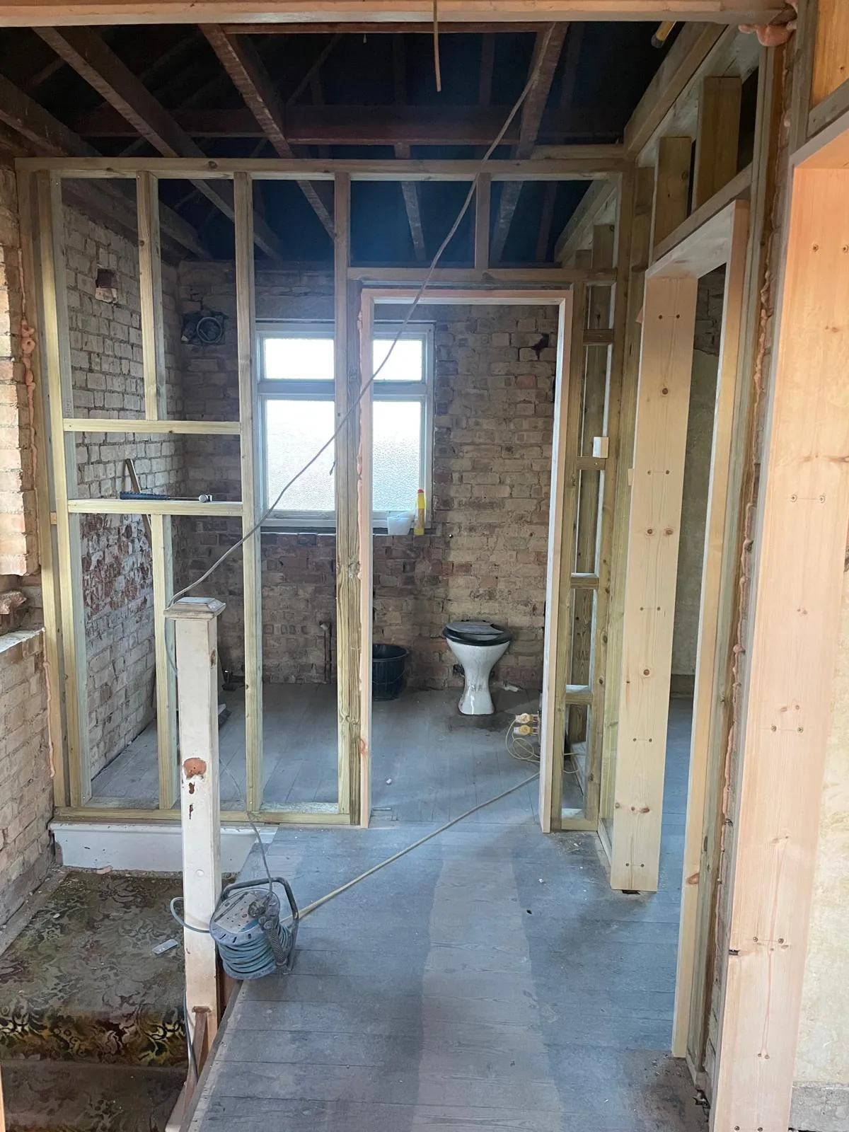 Timber studwork during a renovation by RT Carpentry