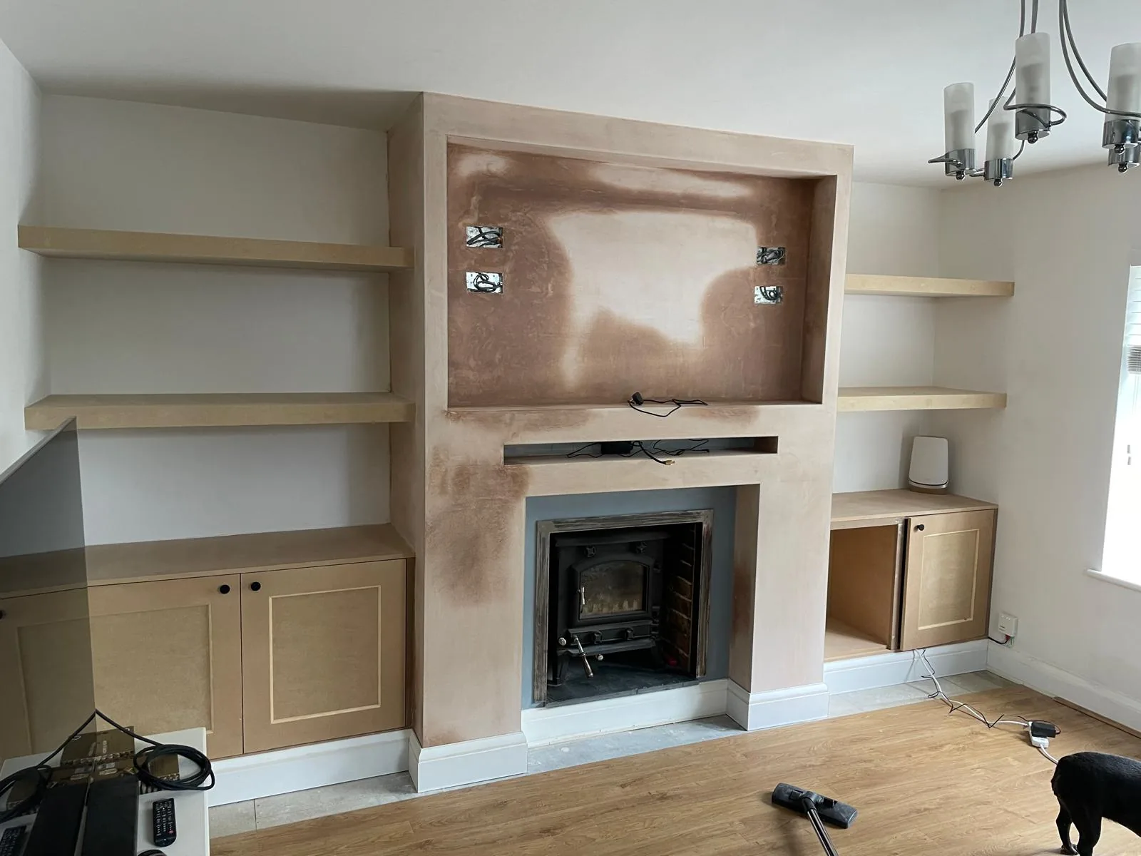 Custom built-in media wall cabinetry by RT Carpentry